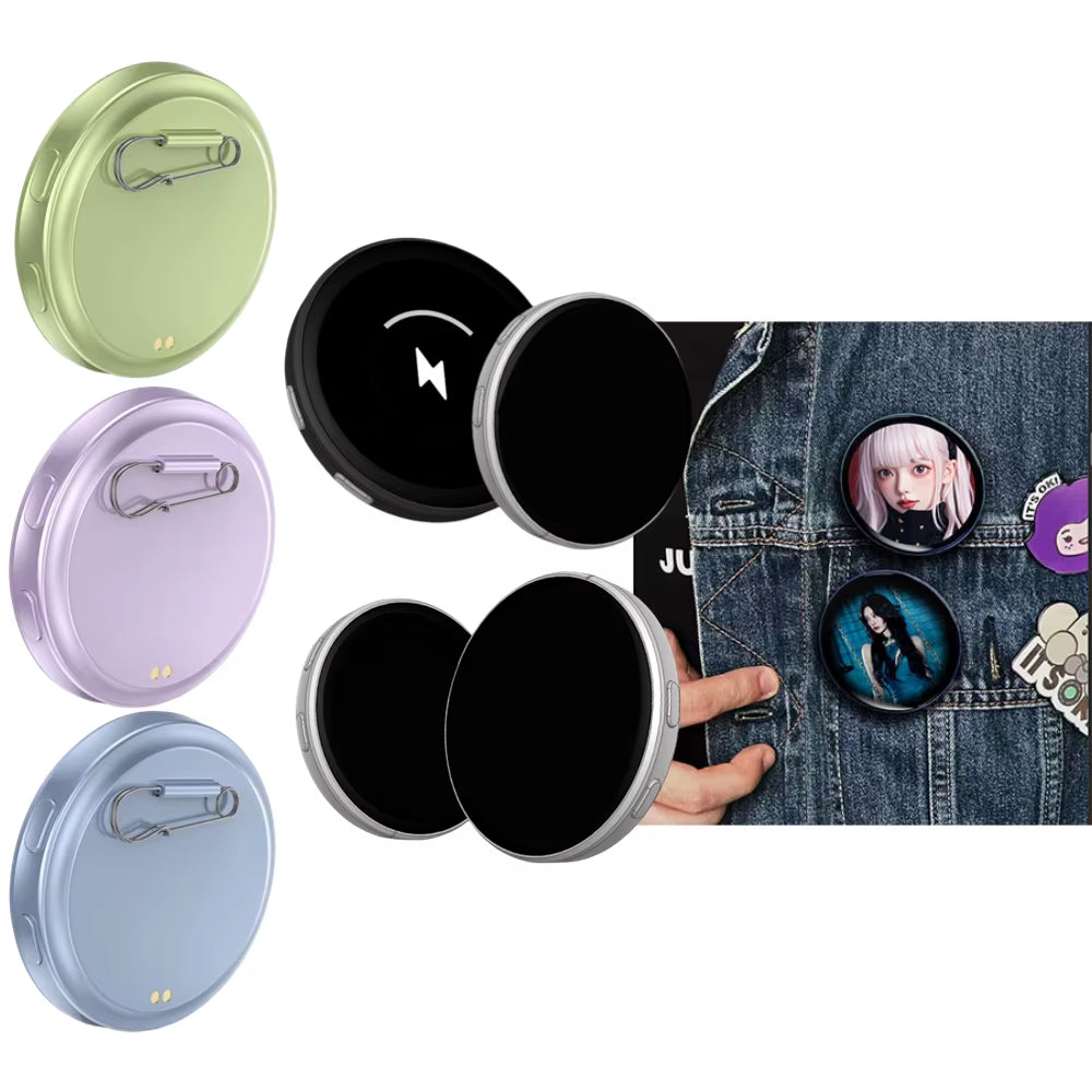 Anime Digital Smart Bluetooth Badge - Touchscreen E-Ink Photo Frame w/ Video Playback, 7-Color LED, App Control, 18H Battery