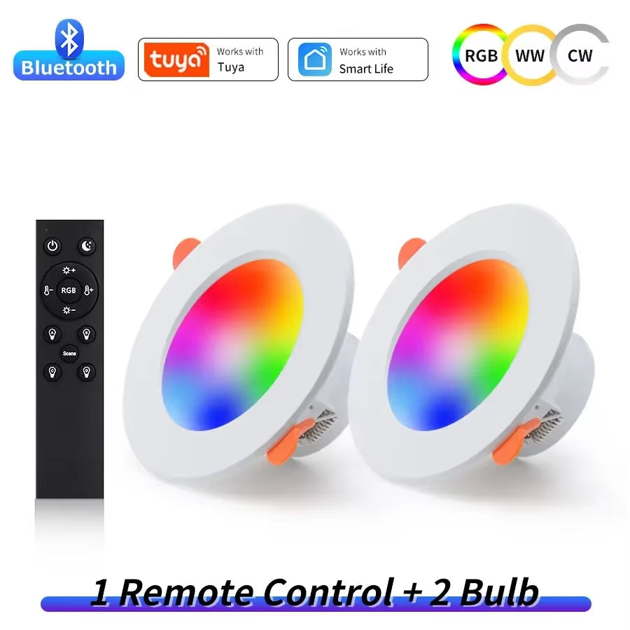 AC220V 10W Bluetooth Tuya Smart LED Downlight 2.4GHz Remote Control Smart Life APP Operated Living Room Bedroom Ceiling Light