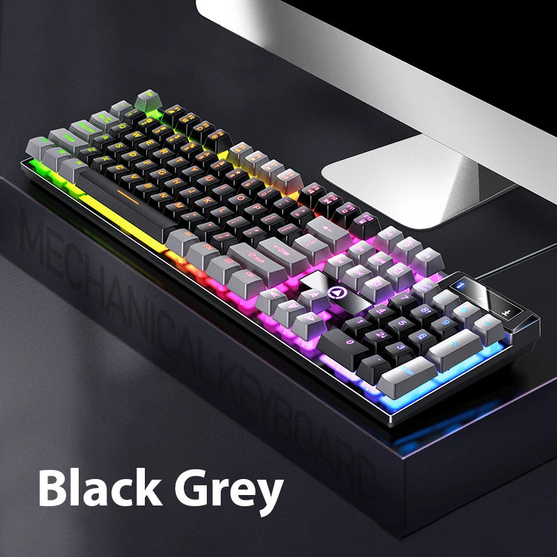 K500 Mechanical Feel Keyboard Gaming Office Keyboard For Windows And IOS Computer Laptop PC 104 Keys Wired Membrane Keyboards