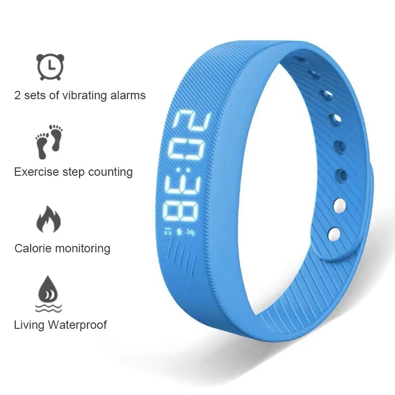 LED Digital Smart Bracelet Vibrating Alarm Clock Waterproof Clock Smart Bracelet with Running Pedometer Monitoring Smart Bracele
