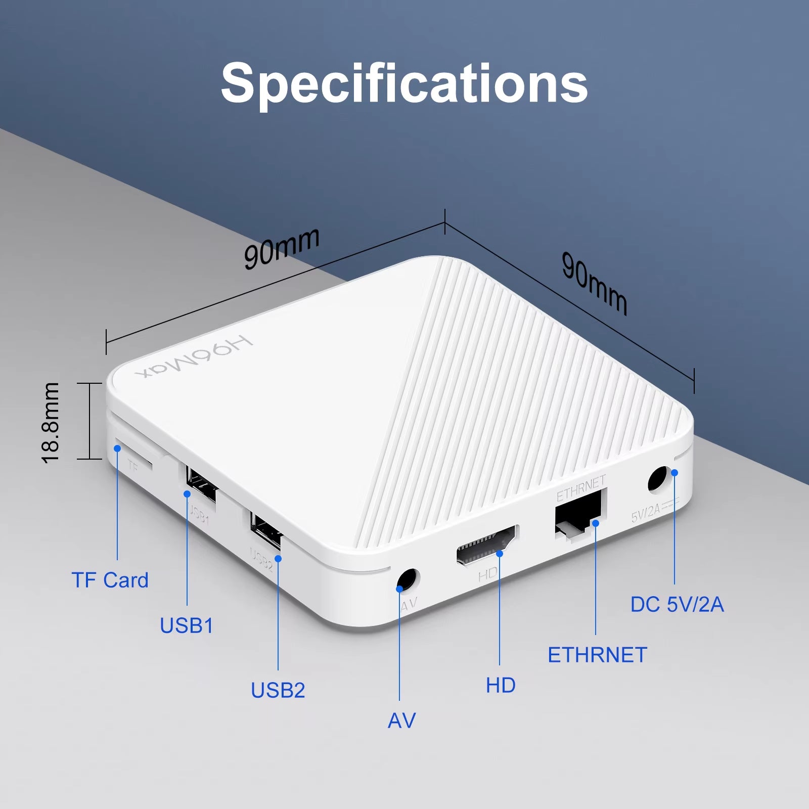 H96 MAX Android 10 TV BOX H313 4K 2.4G 5G Wifi BT 100M Lan 8GB 16GB
