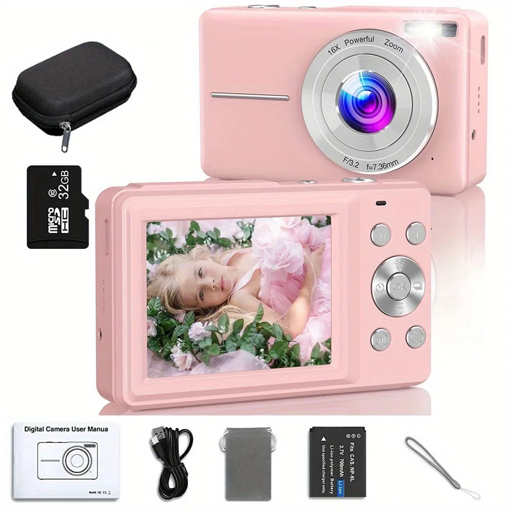 Digital Camera Children Camera for Children Camcorder with 16x Zoom Compact Cameras 1080P 44MP Cameras for Beginner Photography