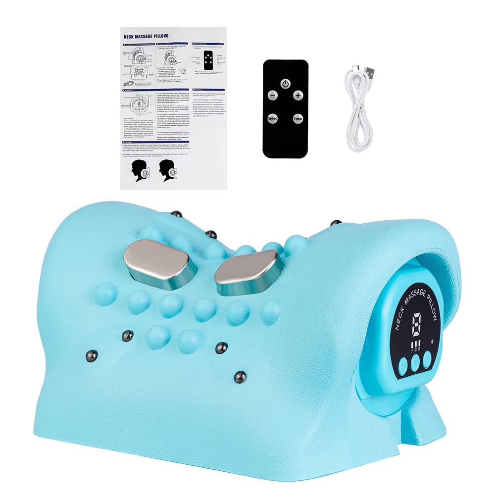 Electric Neck Stretcher Pulse Cervical Traction Massage Pillow Heating Cervical Chiropractic Neck Curvature Straightening Pillow
