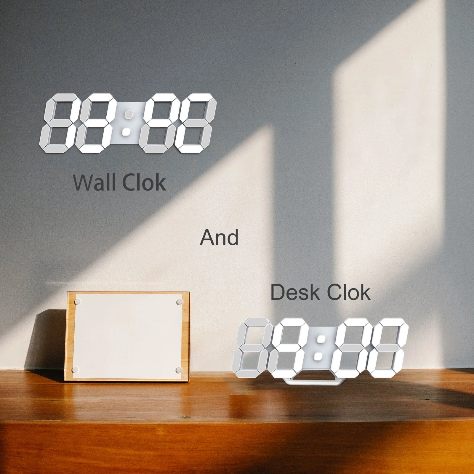 3D LED Wall Clock Digital Alarm Clock Snooze Table Clock With Romote Control Time/Date/Temperature Nightlight Display Bedroom