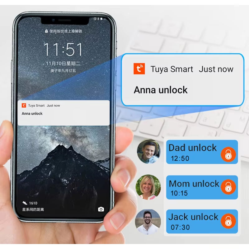 Tuya Smart Padlock Fingerprint Waterproof USB Charging Quick Identification Unlock Sensor High Quality P70/P55/PQ1