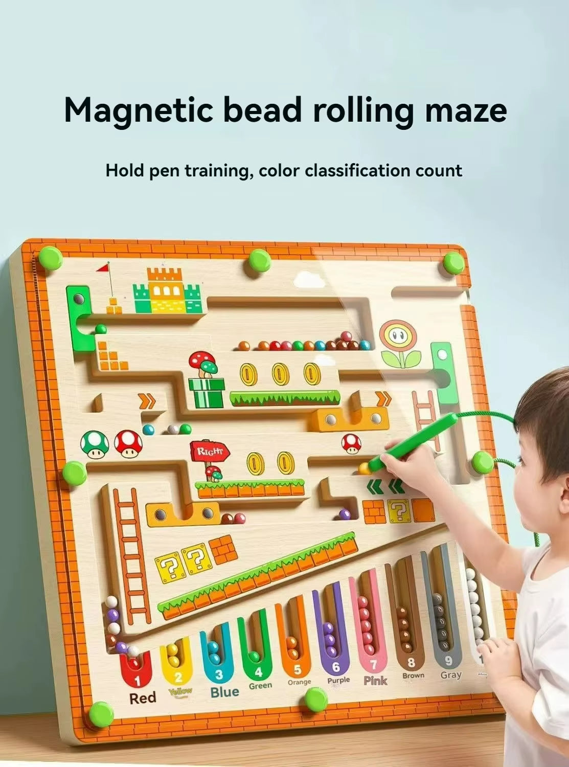 Magnetic Maze 2-in-1 STEM Toy for Ages 3-6, Develops Fine Motor Skills & Concentration