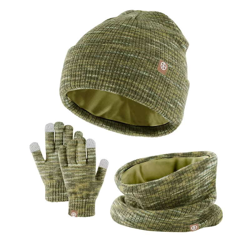 New Kids Hats Set Winter Warmth Children Knitted Gloves Hat Scarf Three-piece Set Outdoor Windproof Baby Caps Gloves Scarf Set