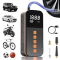 Portable Air Compressor - 150PSI, 1-min fast inflation with tire gauge & LED light. For cars, motorcycles, bikes and balls