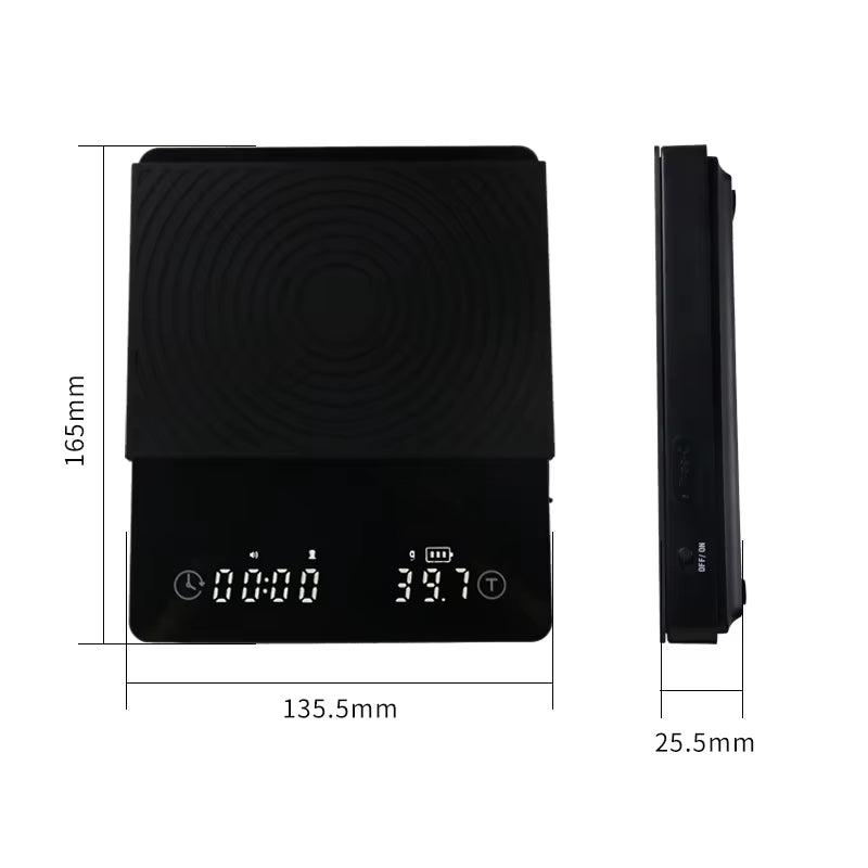 2026 New Digital Kitchen Scale Drip Coffee Scale With Timer LED Display 2kg/0.1g Household Food Weight Scale with USB Charging