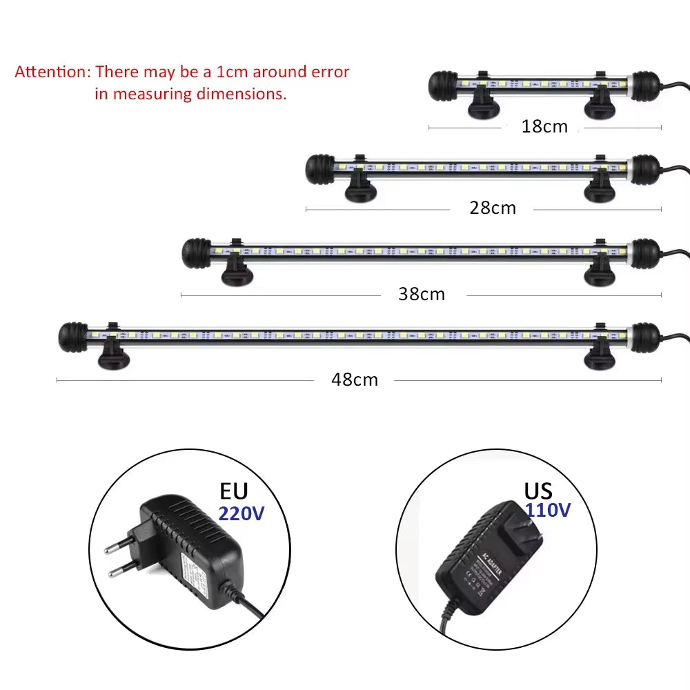 Aquarium LED Bar Light Waterproof Fish Tank Light 110V US 18/28/38/48CM 220V EU Underwater Aquario Lamp Aquariums Decor Lighting