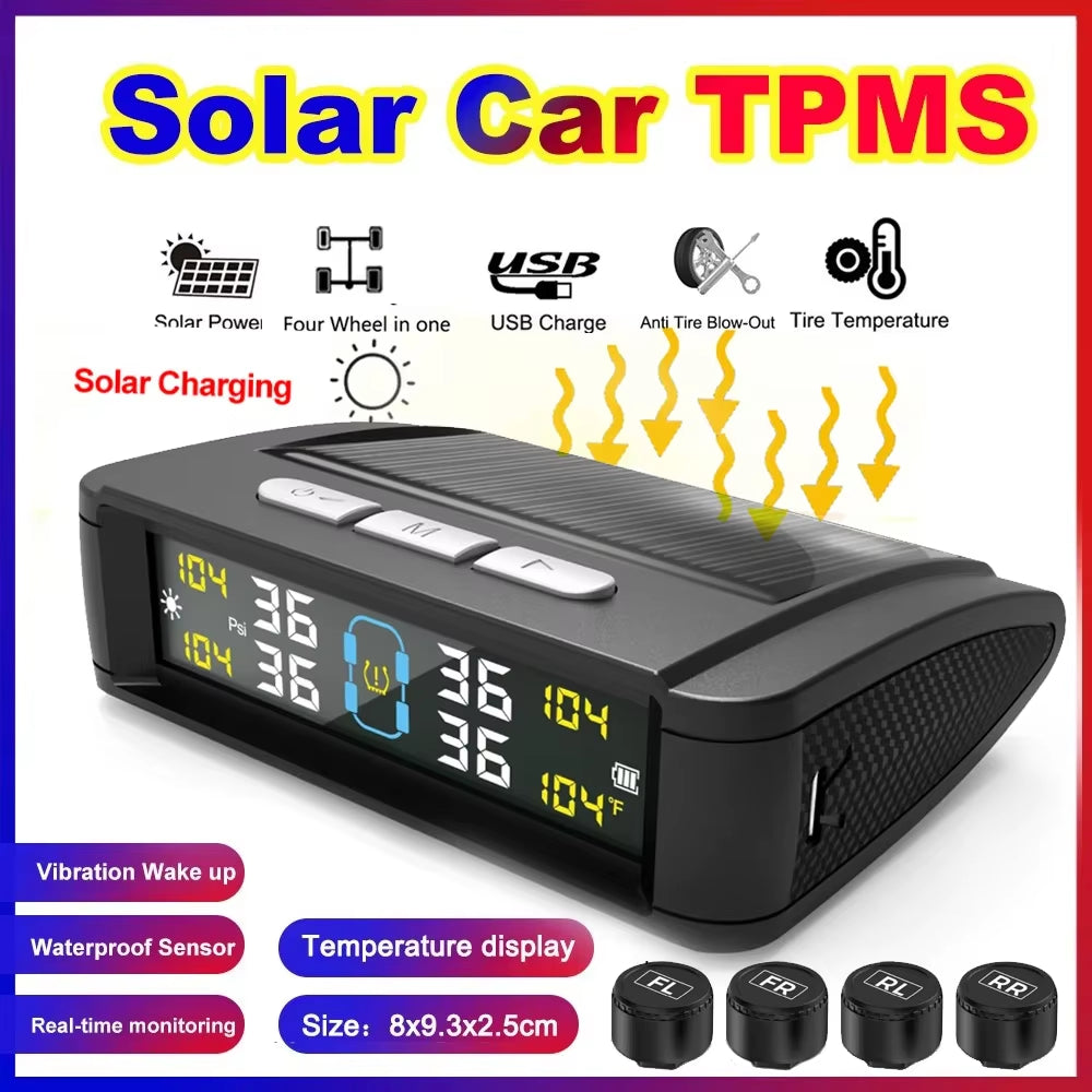 Car Detector 4 Sensors tpms tire pressure monitoring system Auto Security Detector Pressure Waterproof Tire Pressure Temperatur