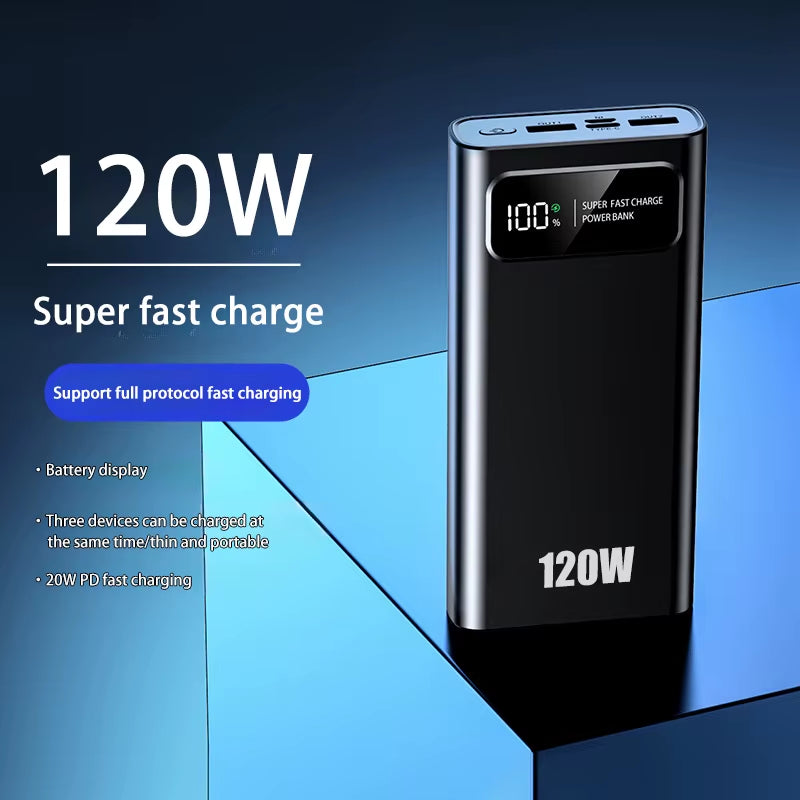 For Xiaomi120W 200000mAh Power Bank Super Fast Charging Battery High Capacity Digital Display PowerBank For iPhone Samsung New
