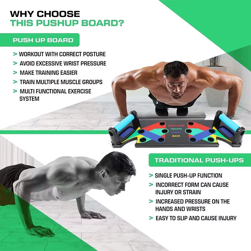 Portable Multifunctional Push-up Board Set With Handles Foldable Fitness Equipment For Chest Abdomen Arms And Back Training