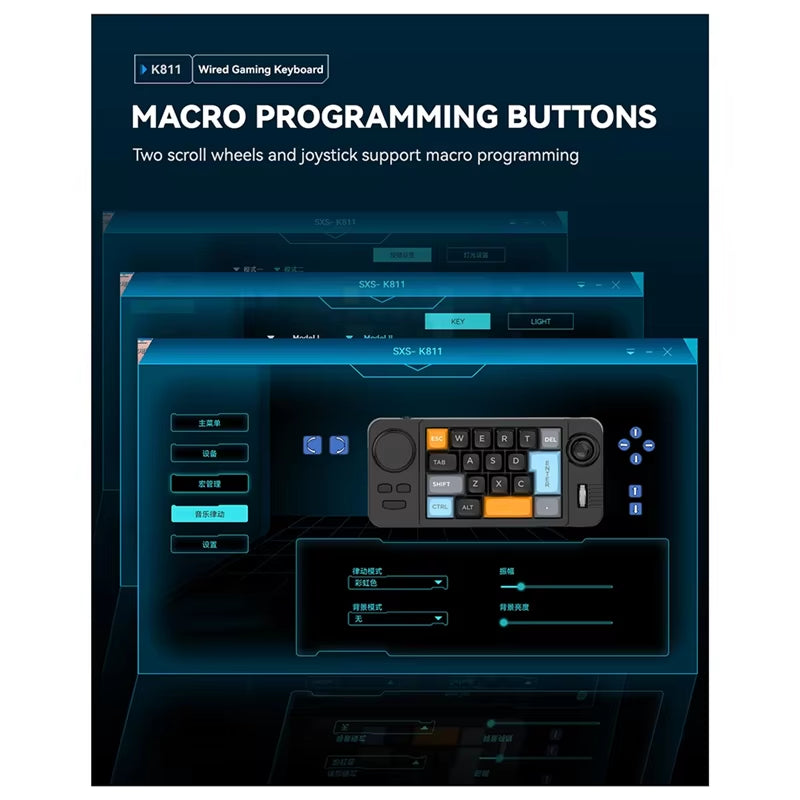 19-Key Macro-Defined Joystick Dual-Wheel RGB Hot-Swappable Macro-Defined Wired Mechanical Gaming Keyboard For Win10