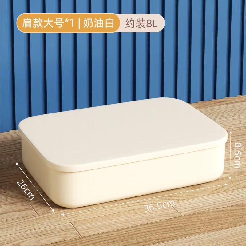 1pc/5pcs Ins Style Storage Box with Lid Dustproof Cosmetics Clothing Grocery Storage Bedroom Dormitory Storage Box Toy Storage