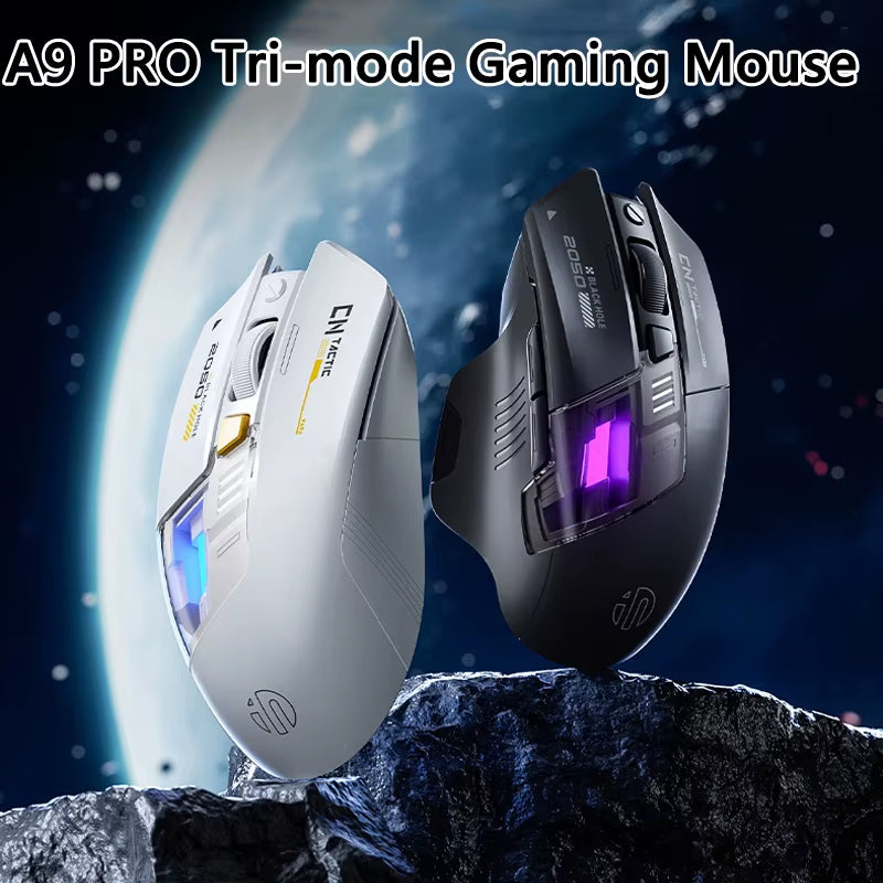 A9 PRO MAX New Three-Mode Wired/Wireless/Bluetooth Gaming Mouse 1000HZ Return Rate 12800DPI Wireless Mouse