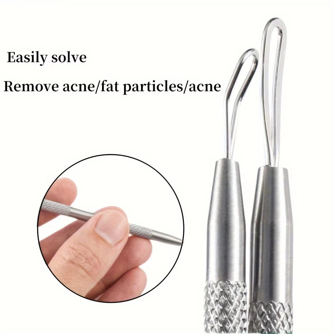 Stainless Steel Blackhead Remover Tool,Blemish Extractor - Professional Facial Skin Care Implement for All Skin Types - Portable