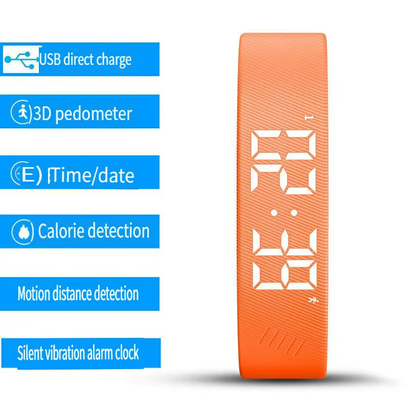 LED Digital Smart Bracelet Vibrating Alarm Clock Waterproof Clock Smart Bracelet with Running Pedometer Monitoring Smart Bracele