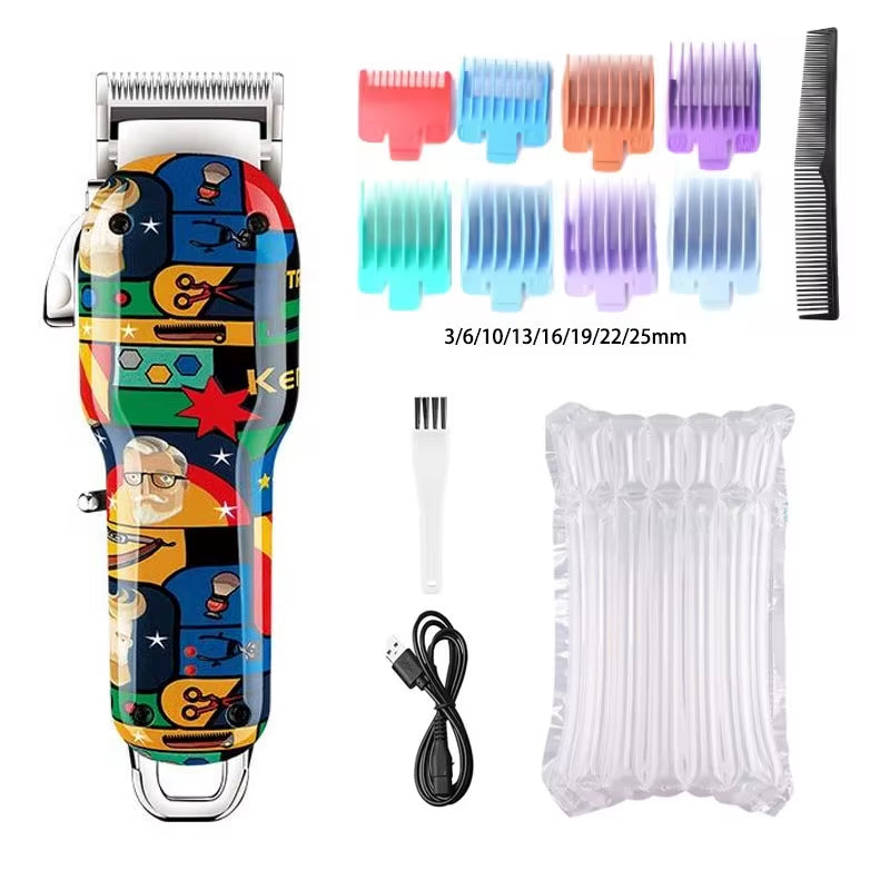 Rechargeable Graffiti Pattern Electric Hair Clipper Professional Barber Trimmer Man Shaver Km-MAX2092 KM-MAX5090 KM-RS7098