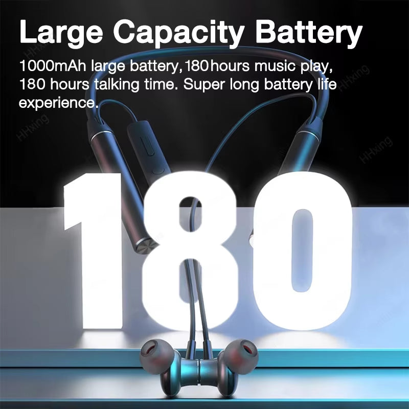 180 Hour Playback Wireless Headphones with Mic Bluetooth Headphone Bass Stereo Neckband Bluetooth Earphone Sport TF Card
