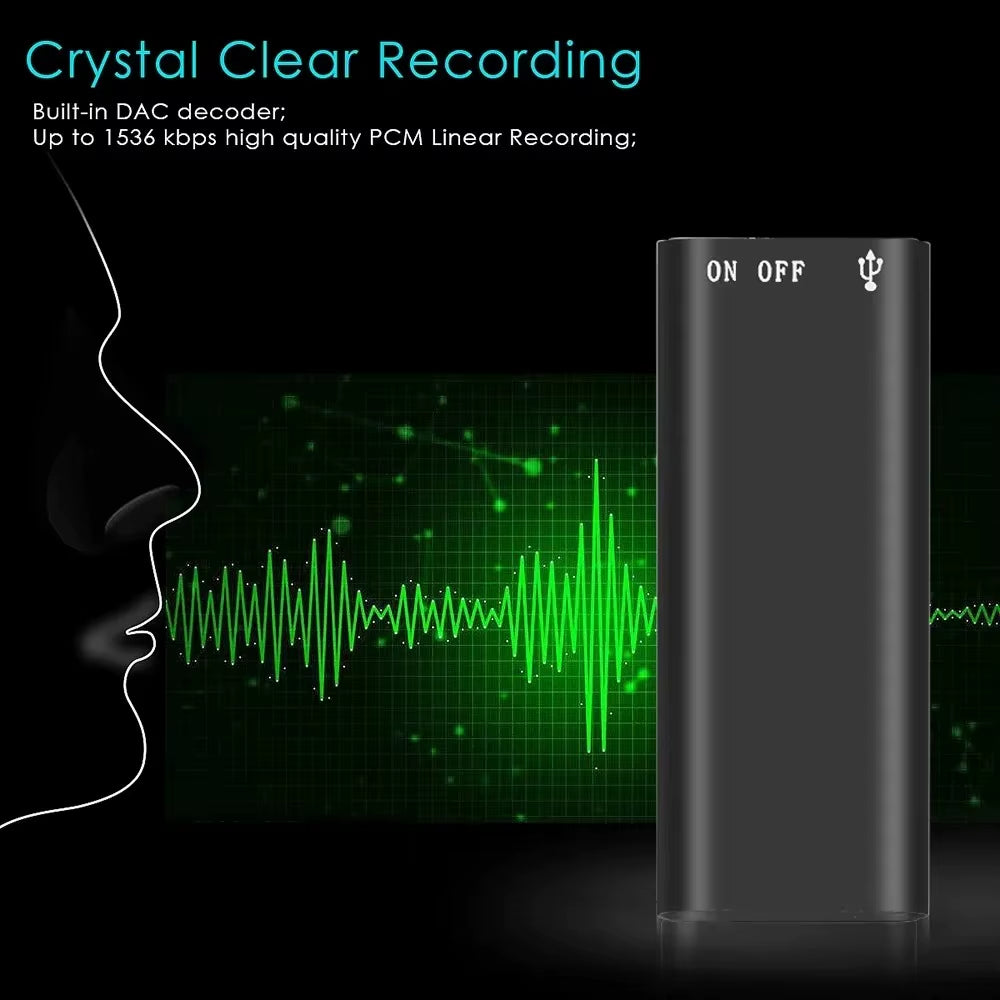 Professional Mini 8GB 16GB 32GB Voice Digital Audio Voice Recorder Mp3 Player Tape recorder with USB Port 3-in-1 Voice Recorder