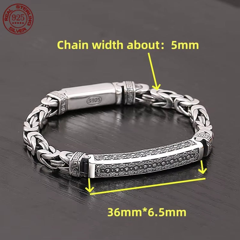 Factory Price S925 Silver Jewelry Men's Vintage Fashion Punk Lion Head Bracelet Retro Trend Jewelry Gift