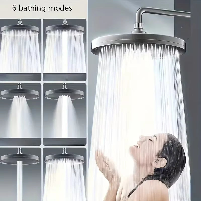 High Pressure Top Rain Shower Heads 6 Modes Rainfall Shower Head Bathroom  Shower Faucet Accessories With Filter
