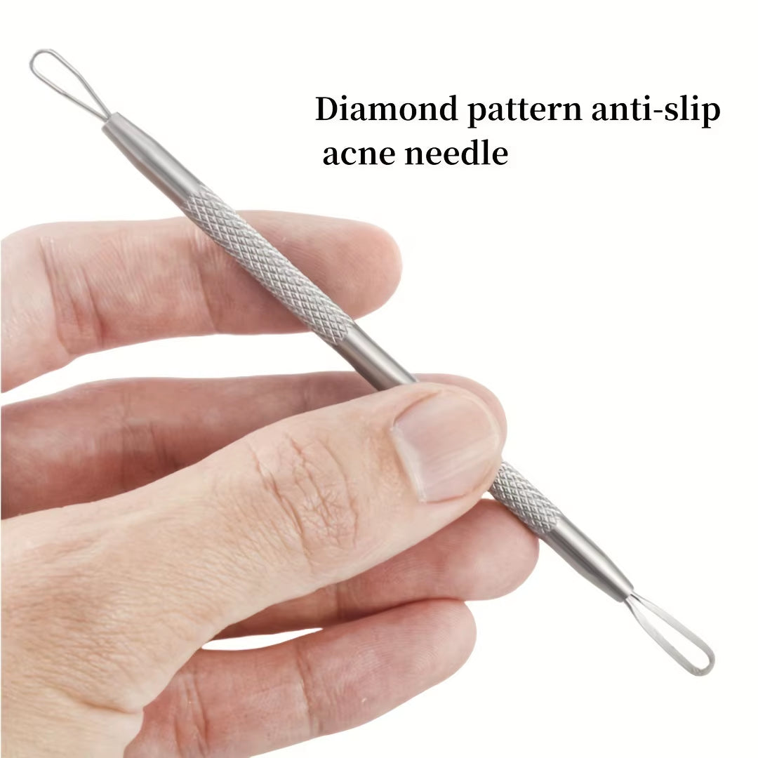 Stainless Steel Blackhead Remover Tool,Blemish Extractor - Professional Facial Skin Care Implement for All Skin Types - Portable