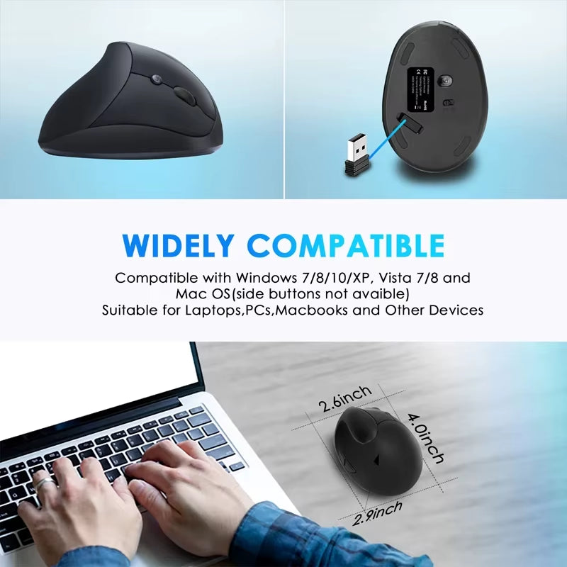 Xiaomi Rechargeable/Battery Vertical Mouse Wireless USB 2.4G Right Hand Ergonomic Mice for Computer Laptop Gaming Mouse 2025 New