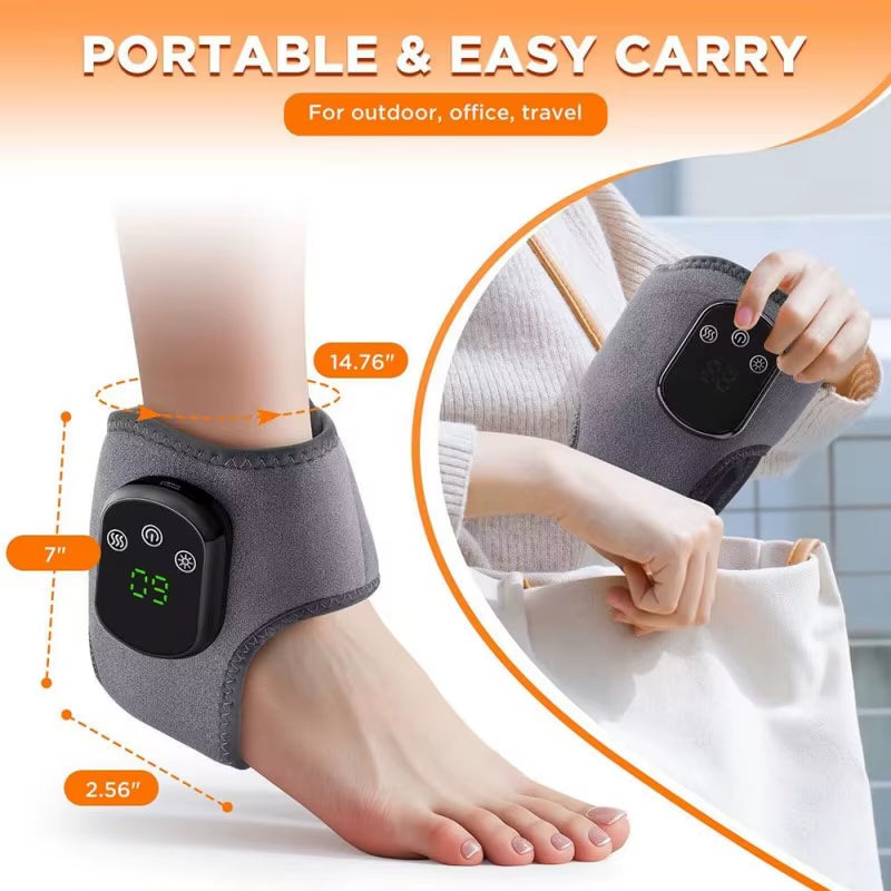 Electric Foot Ankle Massager 3 Mode Vibration 5 Level Hot Compress Massage Ankle Brace Protector Plantar Fascia Leg Muscle Relax