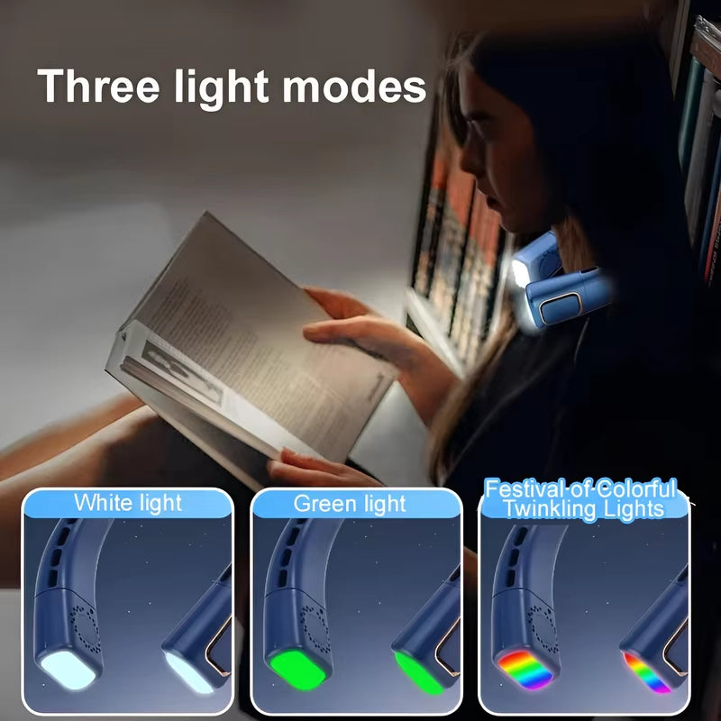 Hanging Neck Fan USB Charging Ice Porcelain Cooling Hanging Neck Fan 360-degree Air Flow Intelligent Digital Display Lighting