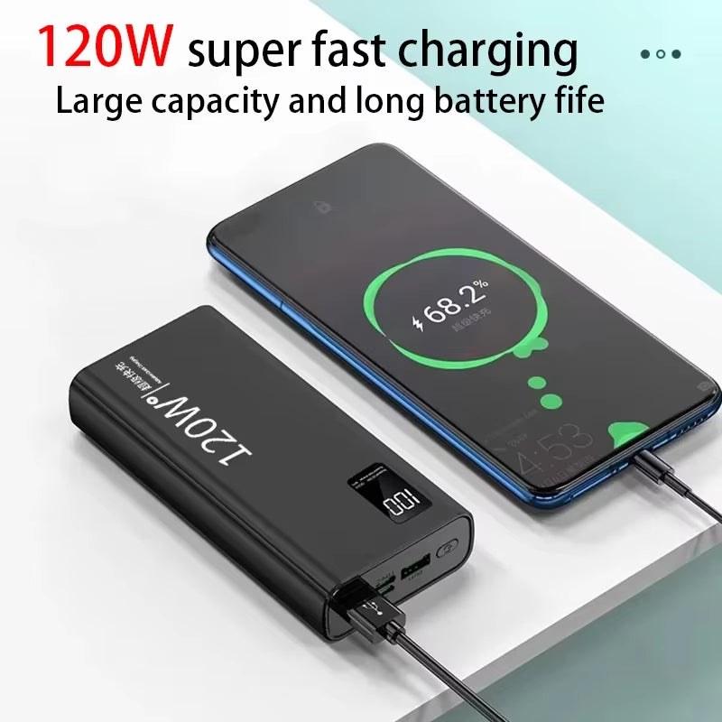 120W Super Fast Power Bank 20000mAh Charging Large Capacity Battery Charging Portable Powerbank For Samsung Huawei