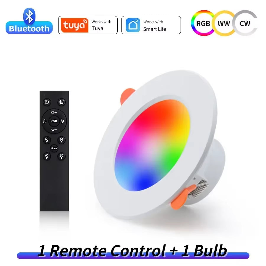 AC220V 10W Bluetooth Tuya Smart LED Downlight 2.4GHz Remote Control Smart Life APP Operated Living Room Bedroom Ceiling Light