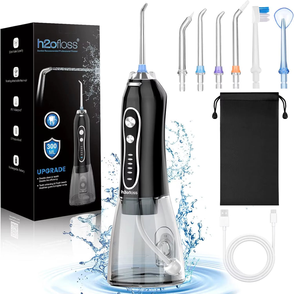 Dental Oral Irrigator Portable Water Flosser for Teeth Braces Rechargeable Home and Travel 5 Modes Waterproof