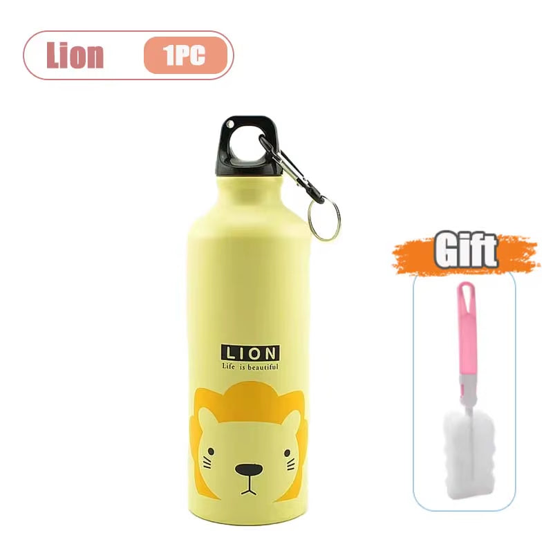 500ML Cartoon Aluminum Water Bottle Cute Animal Print  Stainless Steel Water Bottle with Lid Insulated Mug Coffee Mug