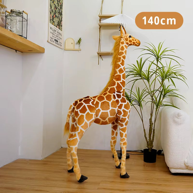 140CM Huge Giraffes Plush Toy Pretty Real Life Giraffe Dolls Stuffed Soft Animal Simulation Toy Baby Gifts Decor Children's Room