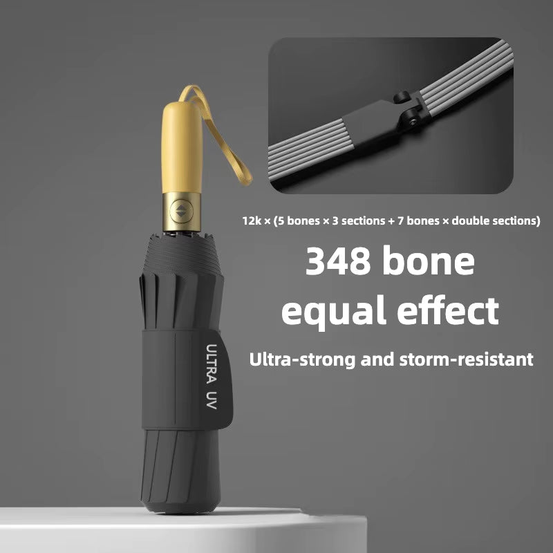 Reinforced 348 Ribs Automatic Umbrella, Windproof & Stormproof, Sun UPF 50+ Protection Folding Rain Umbrellas for Men & Women