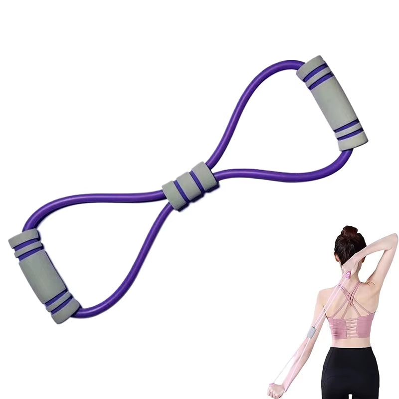 Saludea Figure 8 Resistance Band with Handles Arm Chest Expander Yoga Gym Fitness Pulling Rope Elastic 8 Word