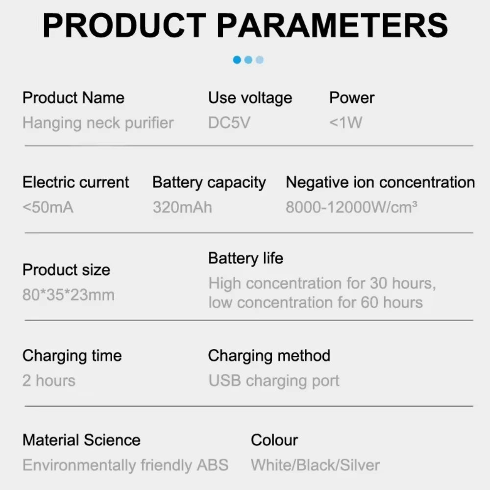 Mini Hanging Air Purifier Wearable Necklace USB Rechargeable Air Freshener Heating Cooling Negative Ions Purify Air Machine