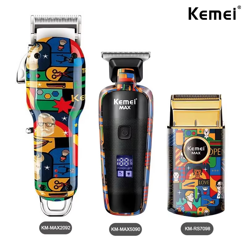 Rechargeable Graffiti Pattern Electric Hair Clipper Professional Barber Trimmer Man Shaver Km-MAX2092 KM-MAX5090 KM-RS7098