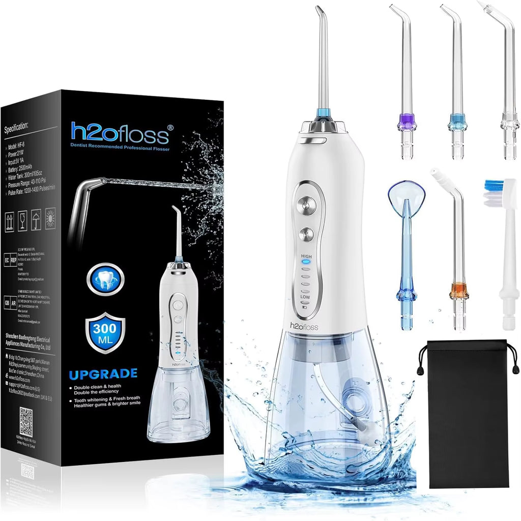 Dental Oral Irrigator Portable Water Flosser for Teeth Braces Rechargeable Home and Travel 5 Modes Waterproof