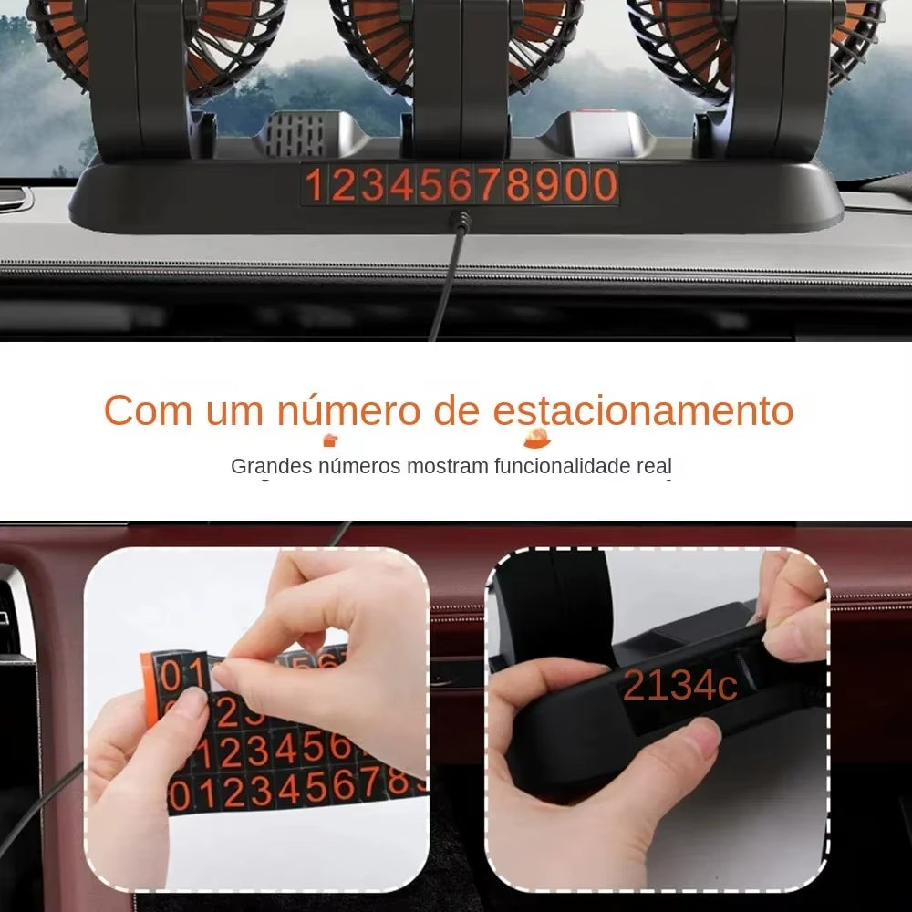 Car Fan 360° Adjustable 3 Head Air Fan Automotive Electric Fan USB/12V/24V  2 Speeds Car Silent  For Home Desk Office&Car