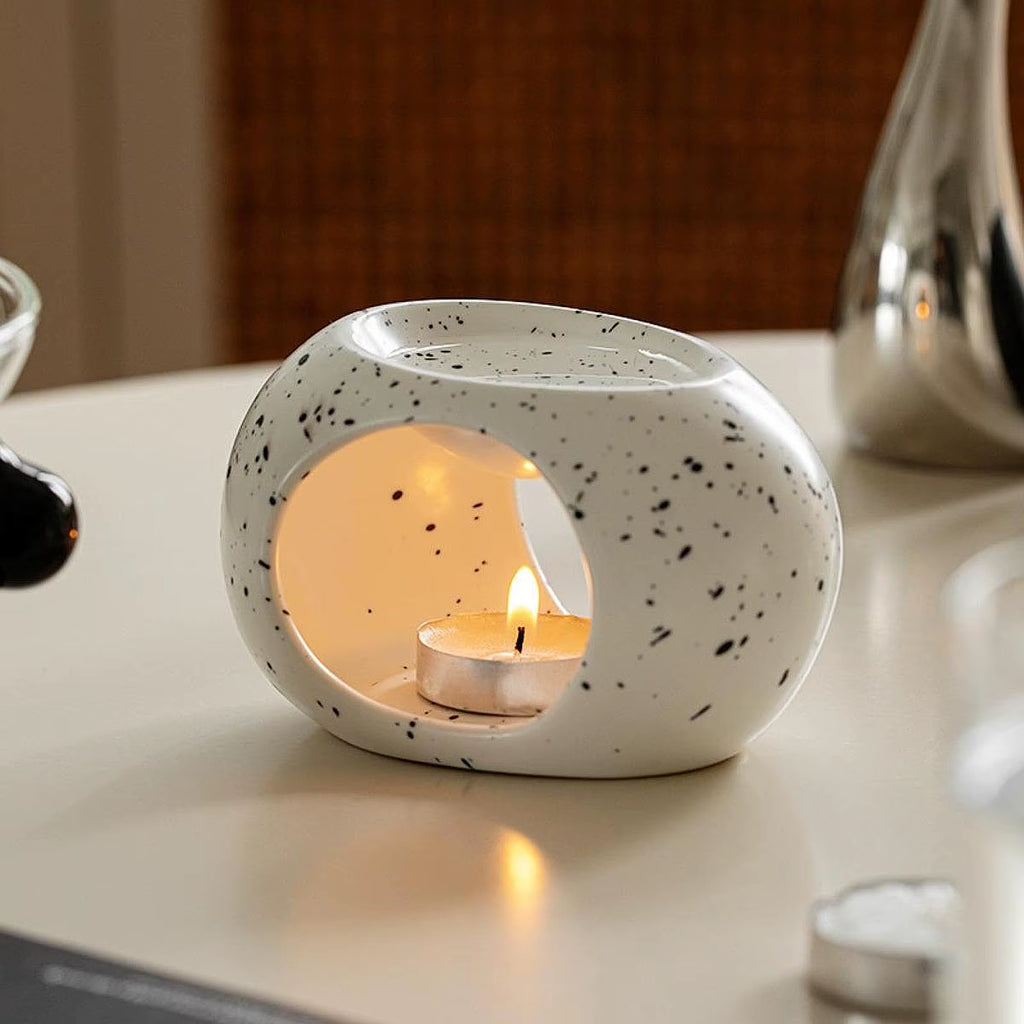 Essential Oil Burner Aroma Melt Warmer Indoor Ceramic Diffuser Tealight Candle Holder for Meditation Valentines Living Room