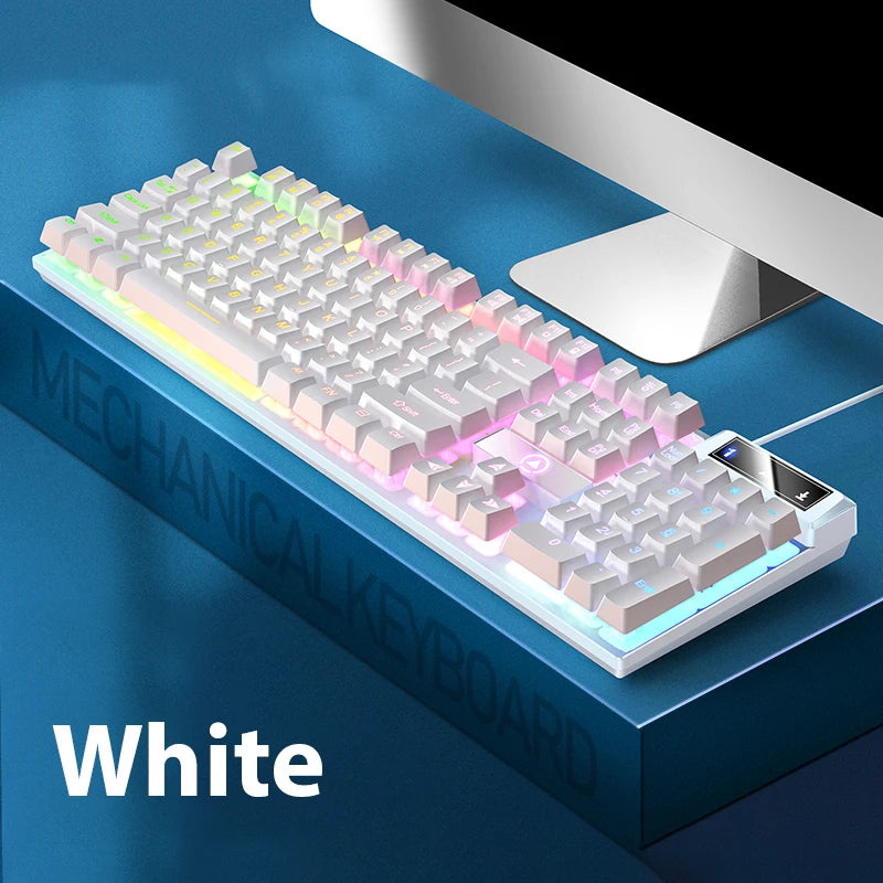 K500 Mechanical Feel Keyboard Gaming Office Keyboard For Windows And IOS Computer Laptop PC 104 Keys Wired Membrane Keyboards