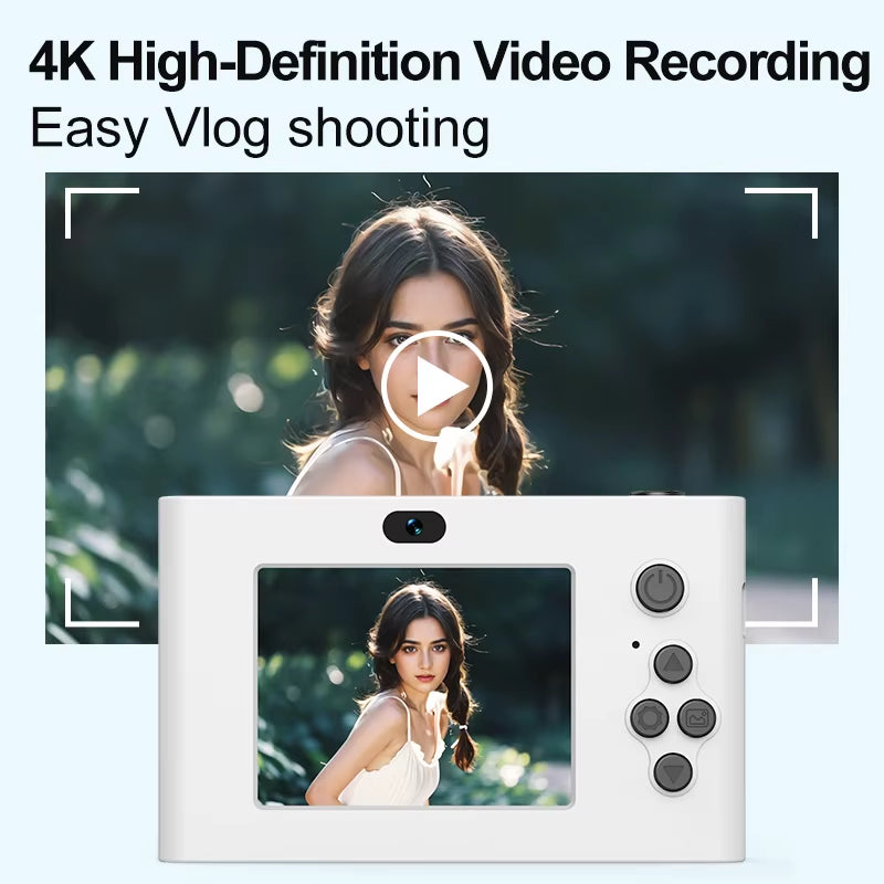 4K Digital Camera  24 Million Pixels Video Camcorder 16x Zoom Compact Cameras Auto Focus for Kids Adult Beginners Photograph