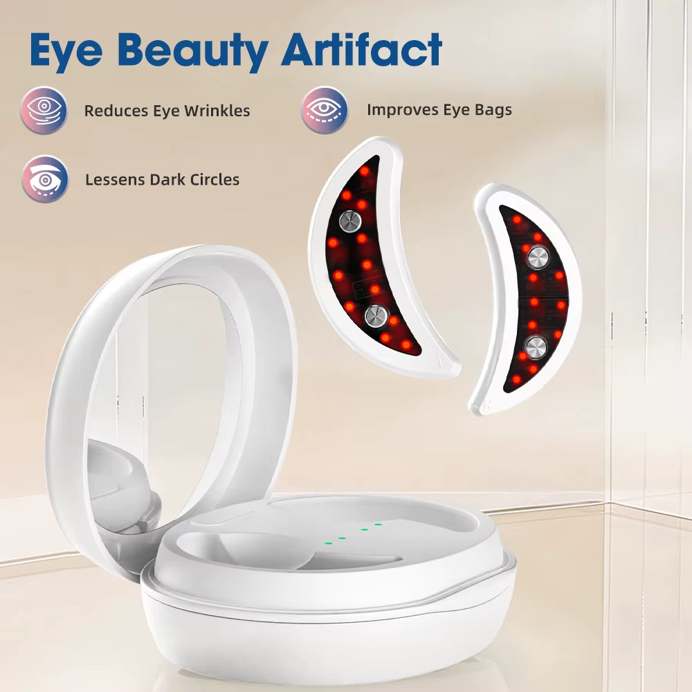 660nm Red Light Eye Massager with EMS Anti-Aging Eye Care Device Reduce Bags & Dark Circles Portable Eye Rejuvenation Pads