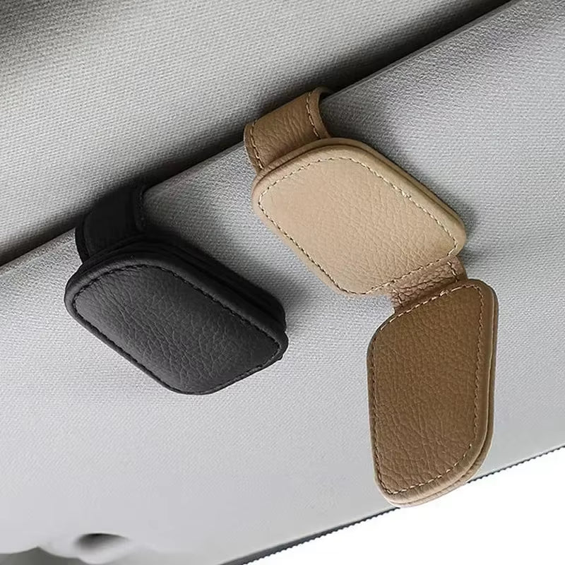 1Pcs Sunglasses Holder Is Suitable for Car Sunshades Magnetic Leather Sunglasses Clip and Ticket Clip Car Sunshade Accessories