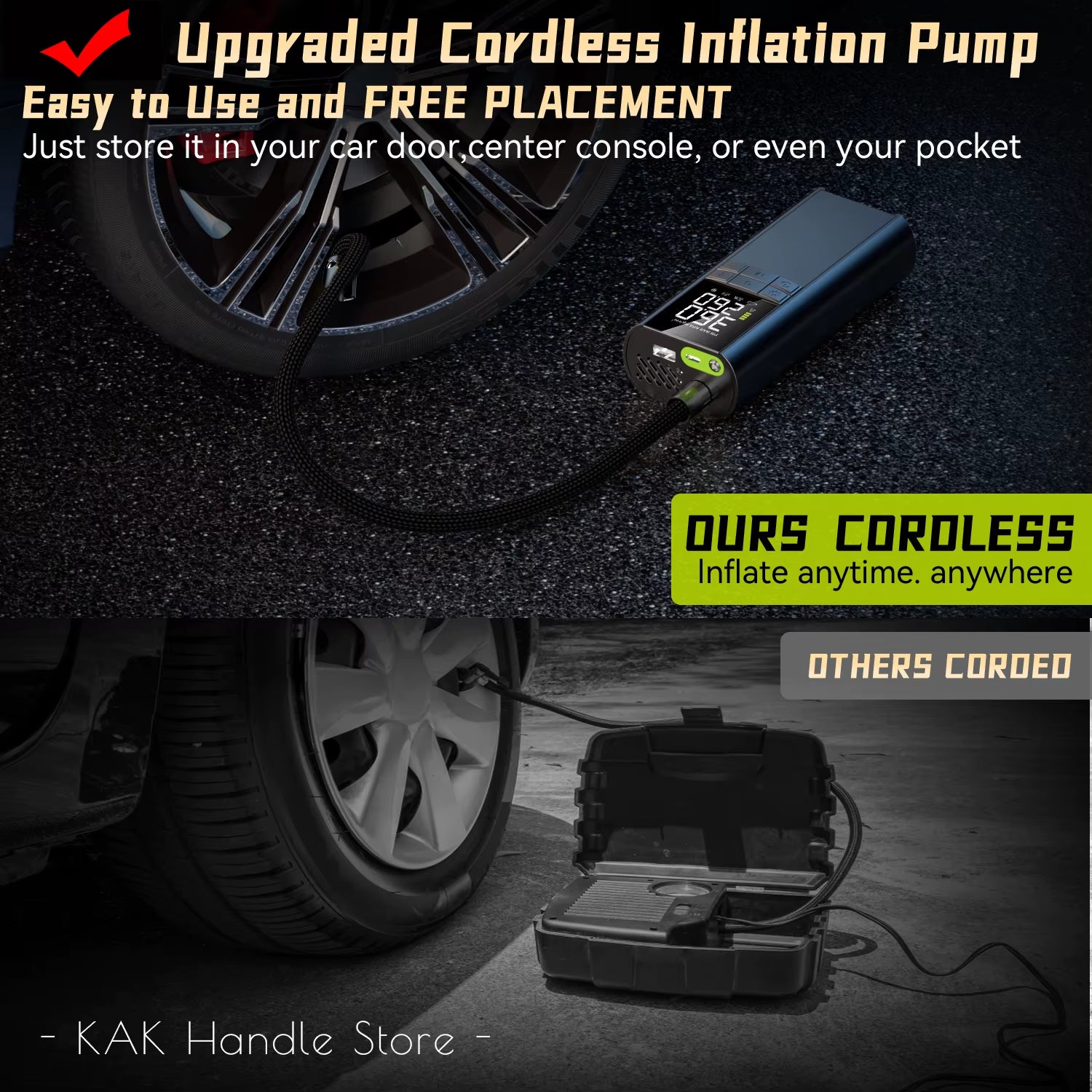 Tire Inflator Portable Air Compressor - 150PSI with Tire Pressure Gauge,8000mAh & 3X Faster Portable Air Pump for Car Accessory