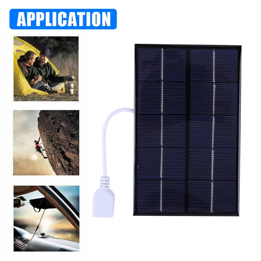 5W 5V Solar Cell Panel Polysilicon USB Solar Charging Panel Solar Plate for 3-5V Battery/Phone Charging for Outdoor Camping