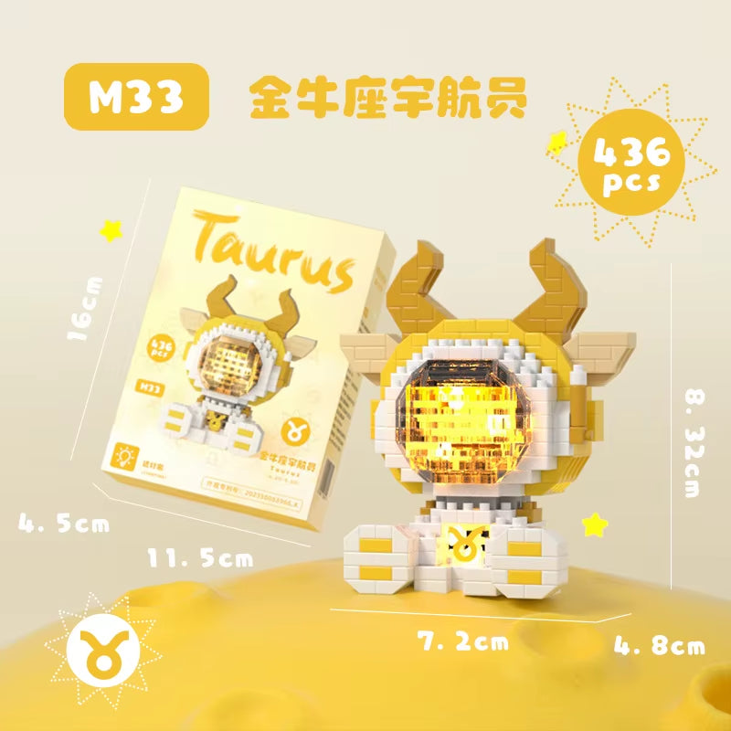 Cute Demon Twelve Constellations Astronaut Building Blocks Pisces Capricornus Model Sagittarius Mini Brick Libra Toys For Gift